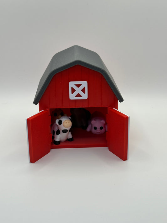 Red Barn with revolving doors with 5 mystery farm animals